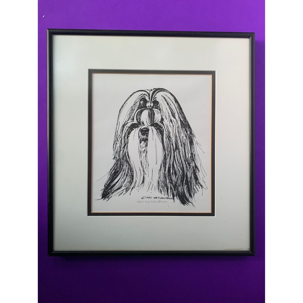Shih Tzu Black & White Signed 1990  Lee KirschbaumLimited Ed Print 18/250